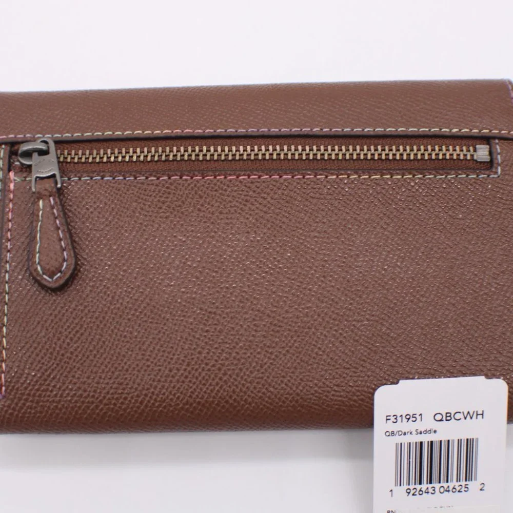 Coach Crossgrain Flap Phone Wallet Rainbow Stitching - Picture 4 of 4